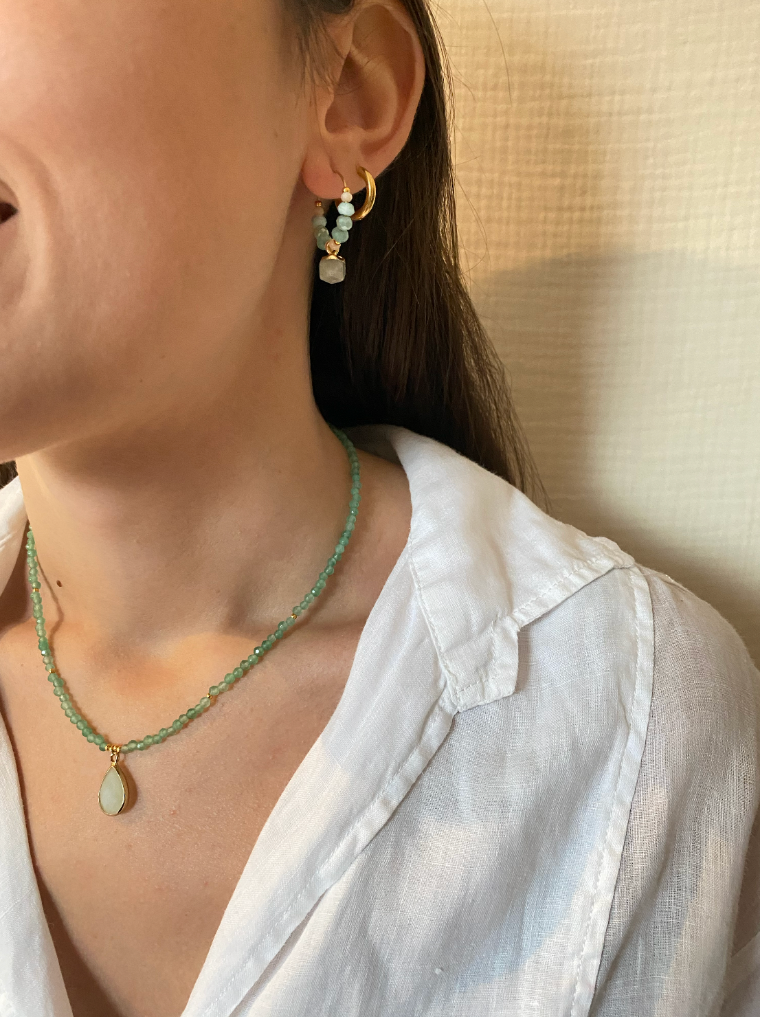 CHARM - Pendientes cuentas Aventurina