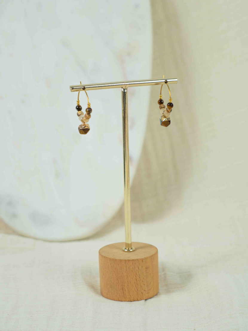 CHARM - Pendientes cuentas Ojo de Tigre