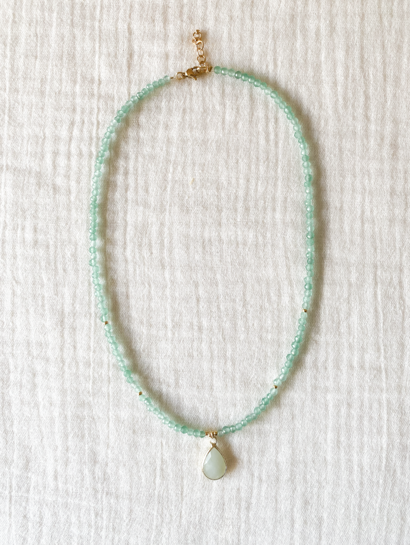 CHARM - Collar cuentas ágata verde