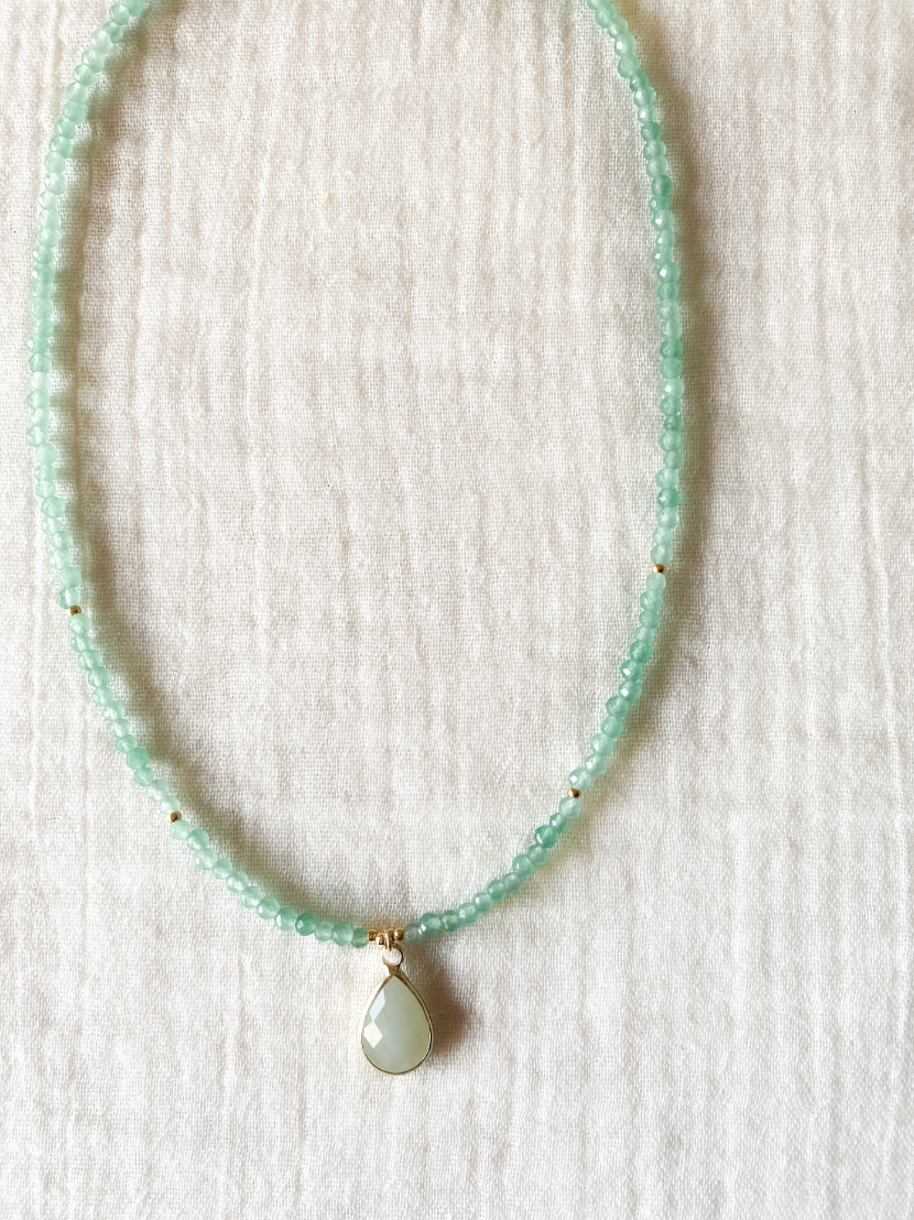 CHARM - Collar cuentas ágata verde