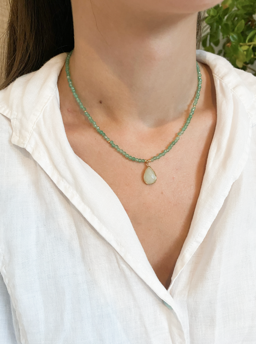CHARM - Collar cuentas ágata verde