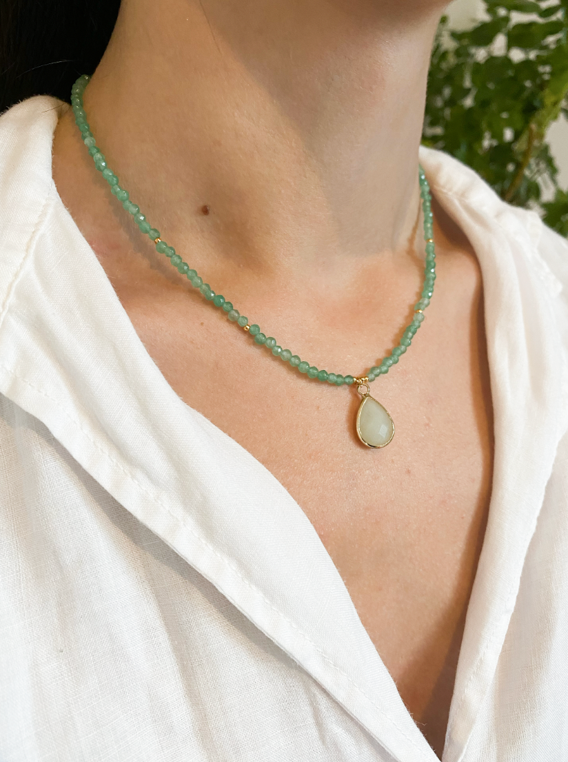CHARM - Collar cuentas ágata verde