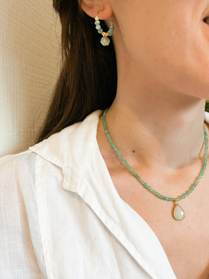 CHARM - Collar cuentas ágata verde