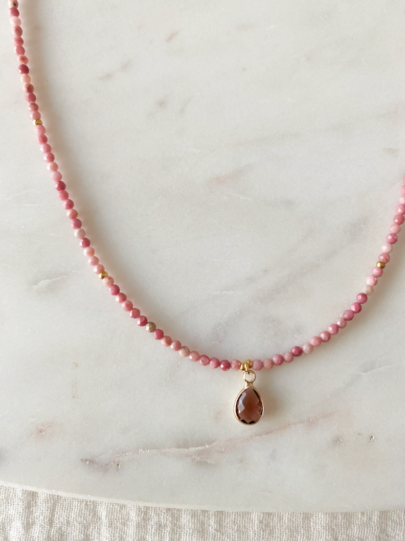 CHARM - Collar mini cuentas burdeos