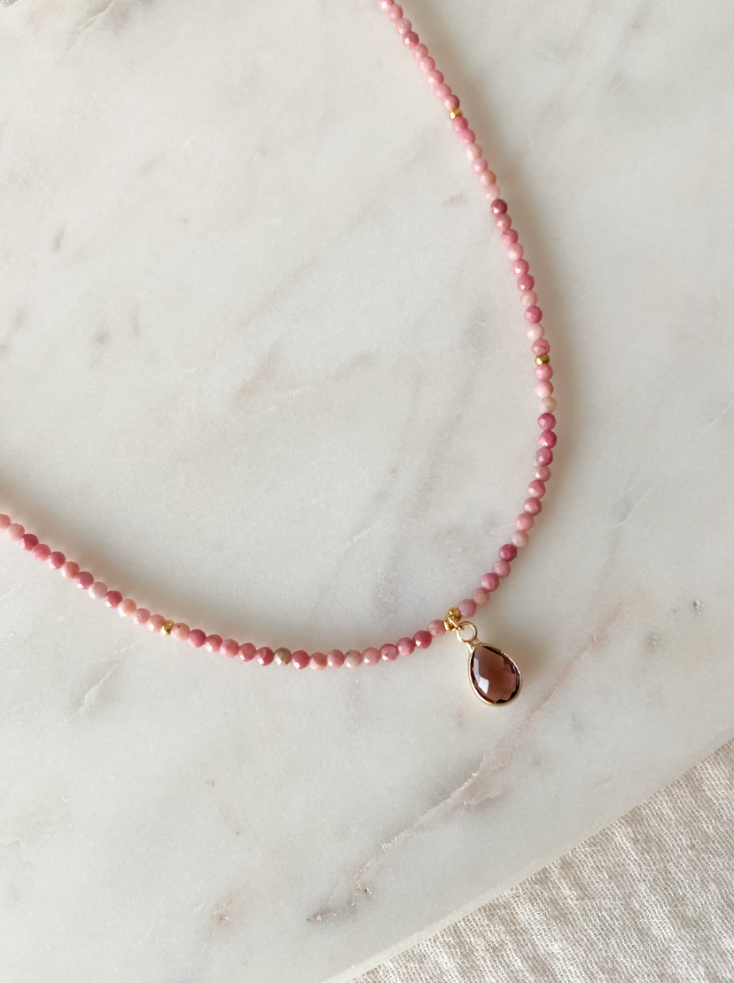CHARM - Collar mini cuentas burdeos