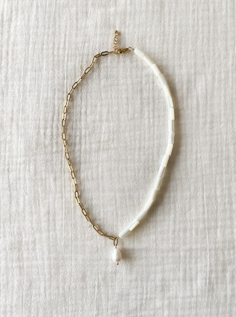 PEARL - Collar mix cadena y nácar