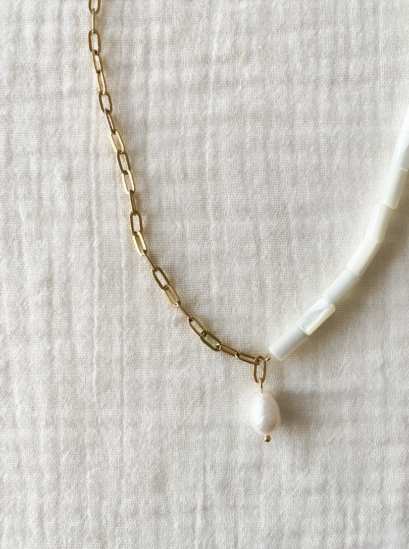 PEARL - Collar mix cadena y nácar