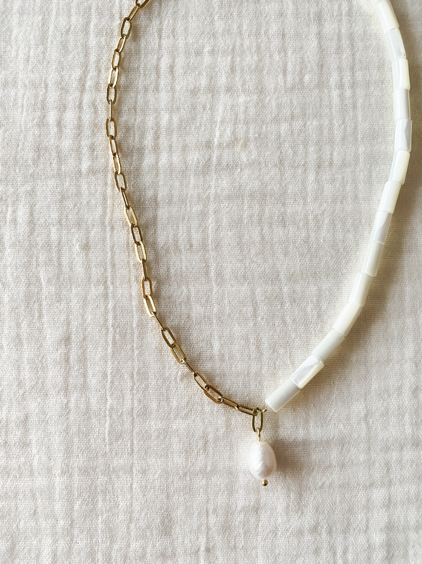 PEARL - Collar mix cadena y nácar