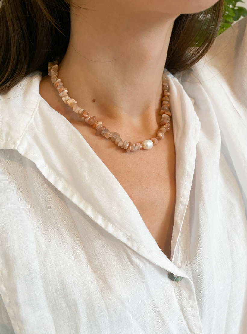 PEARL - Collar aventurina rosa perla