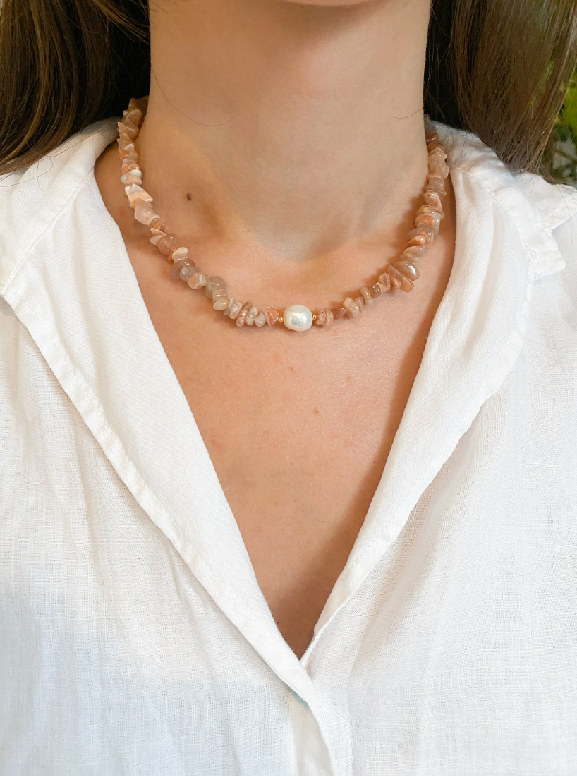 PEARL - Collar aventurina rosa perla