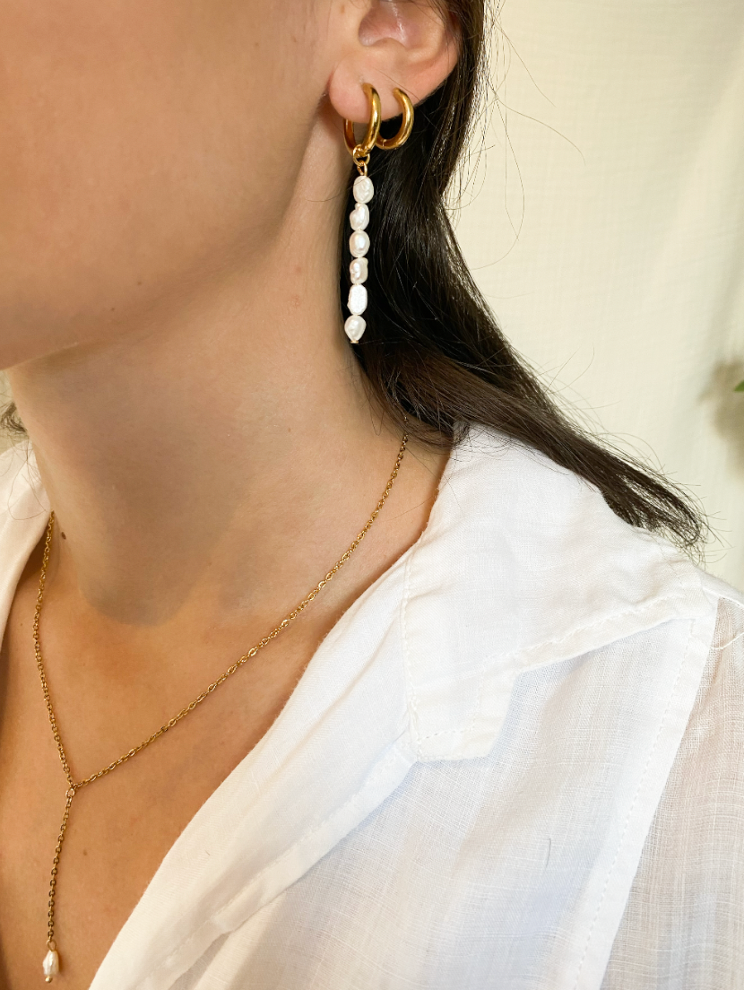 PEARL - Pendientes mini perlas largos