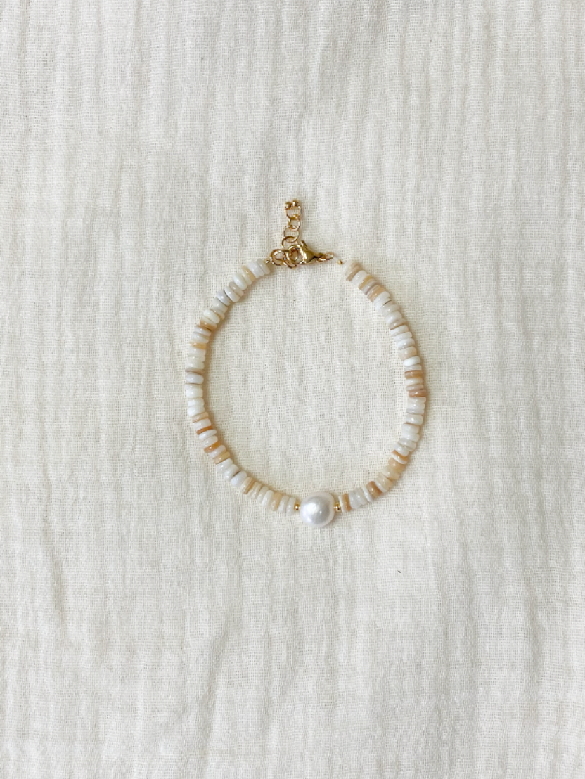 PEARL - Pulsera cuentas nácar beige