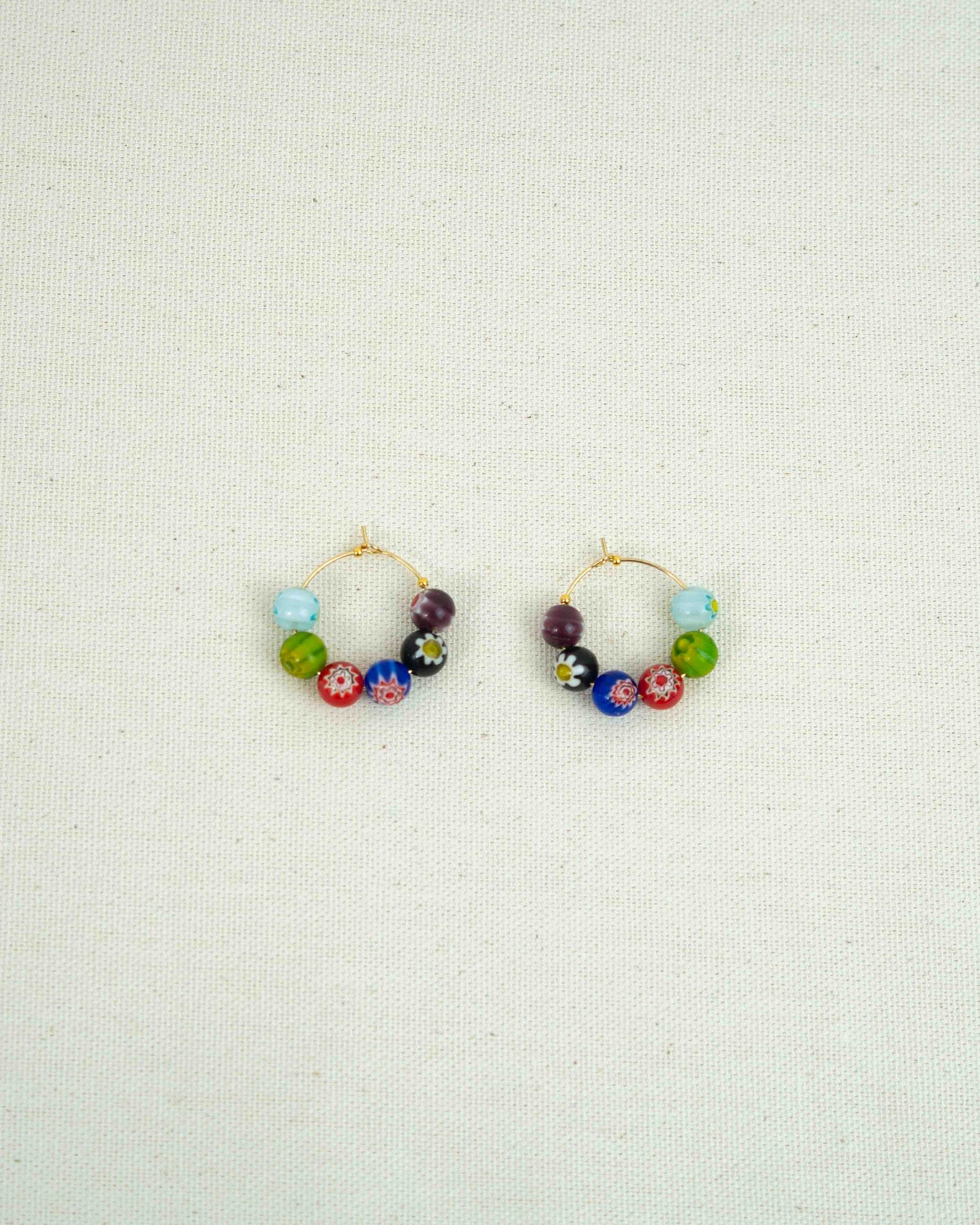 BLOSSOM - Pendientes aro flor multicolor