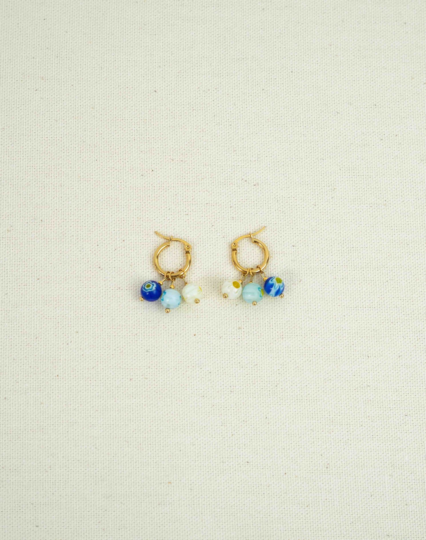 BLOSSOM - Pendientes tres flores azul