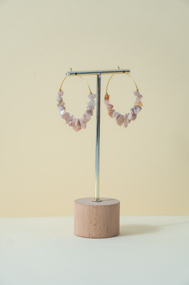 FIRE - Pendientes Cuarzo rosa