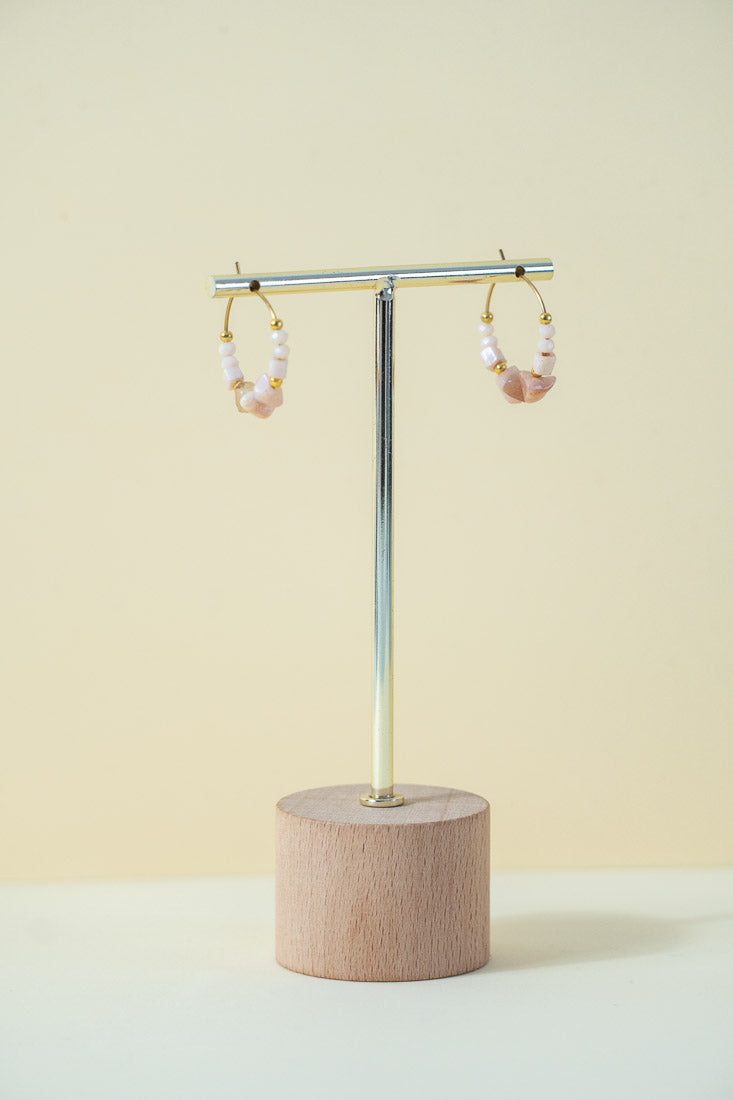 FIRE - Pendientes cuentas Cuarzo