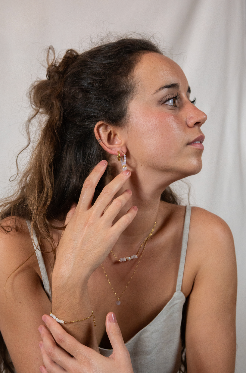 CHARM - Pendientes cuentas Cuarzo