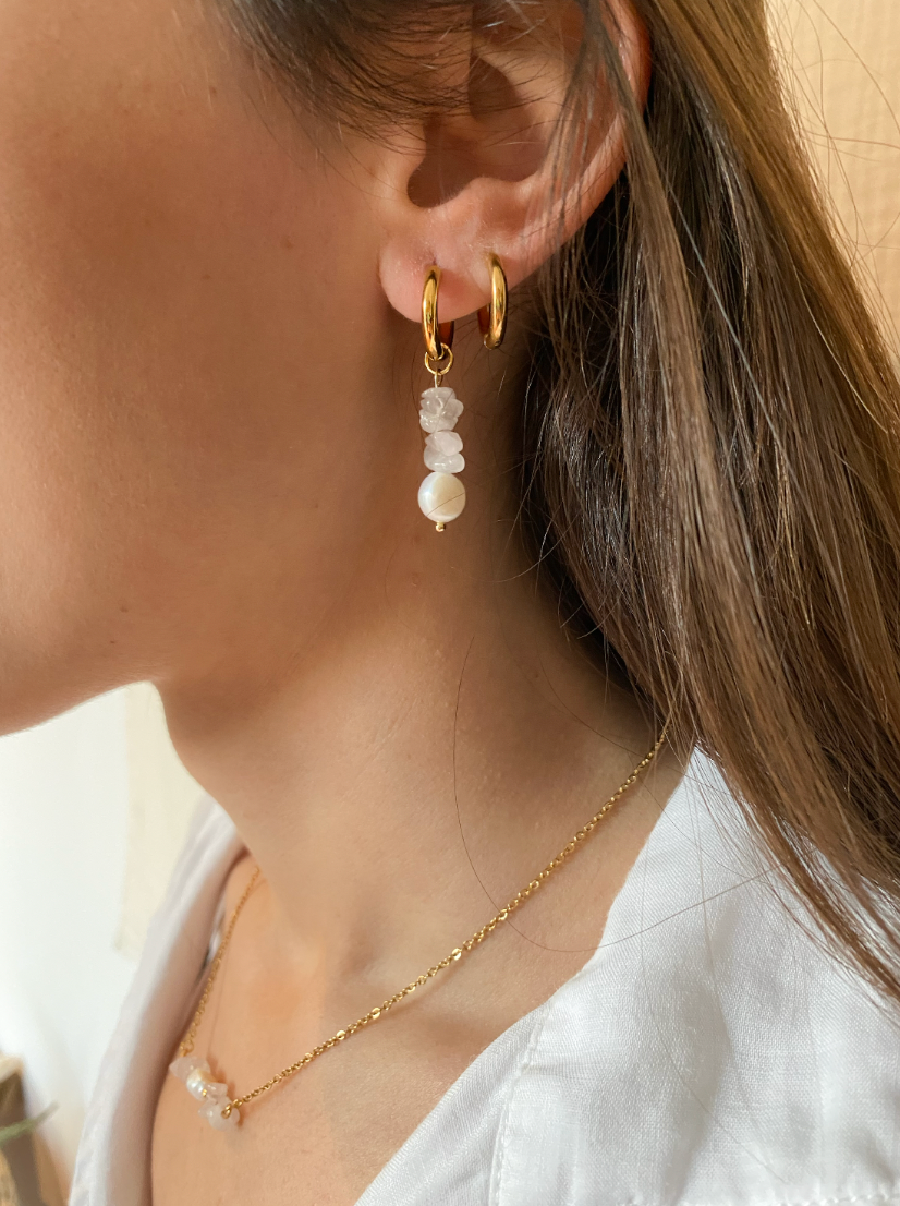 PEARL - Pendientes combinado cuarzo