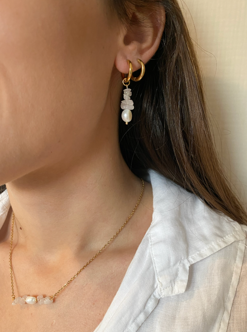 PEARL - Pendientes combinado cuarzo