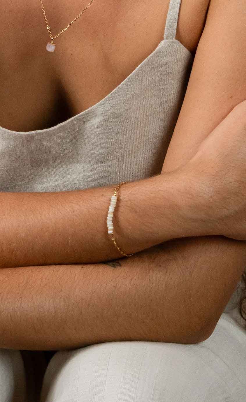 PEARL - Mother-of-pearl fixed bar bracelet