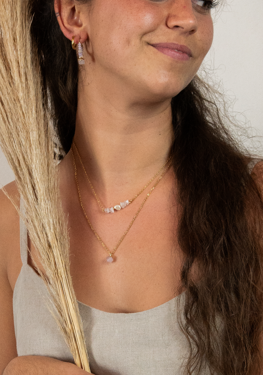 PEARL - Rose quartz and pearl necklace