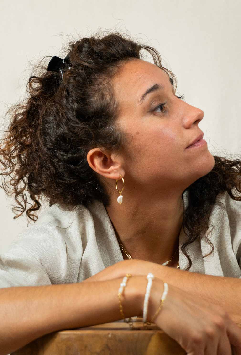 PEARL - Basic large hoop earrings